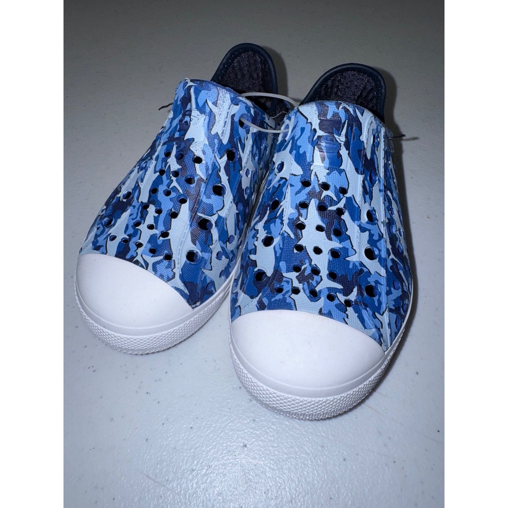 Skechers Foamies Boys Blue Shark Camo Slip On Water Shoes Sneakers Size 10